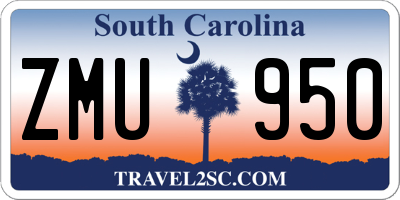 SC license plate ZMU950