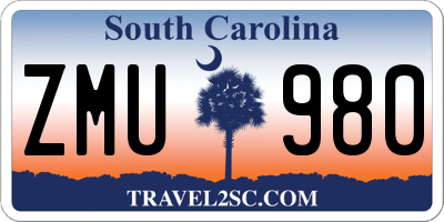 SC license plate ZMU980
