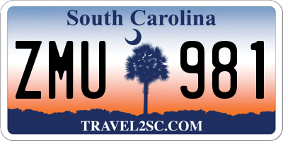 SC license plate ZMU981