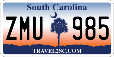 SC license plate ZMU985