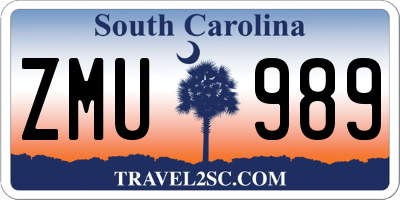 SC license plate ZMU989