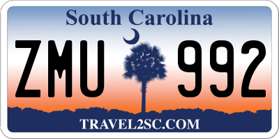 SC license plate ZMU992