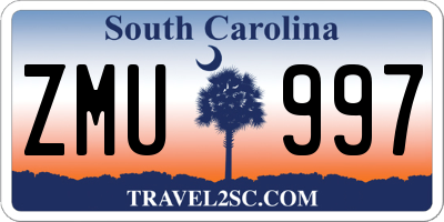 SC license plate ZMU997