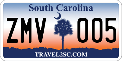 SC license plate ZMV005