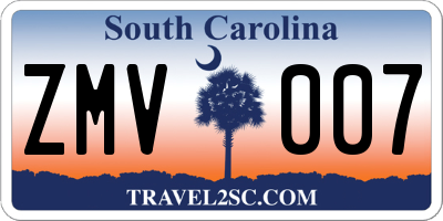 SC license plate ZMV007