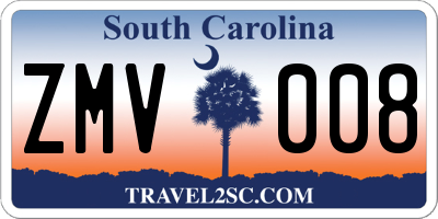 SC license plate ZMV008