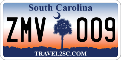 SC license plate ZMV009