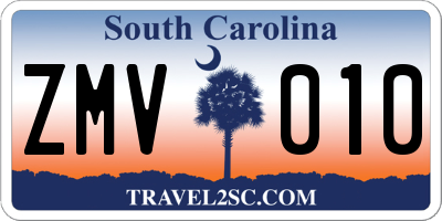 SC license plate ZMV010