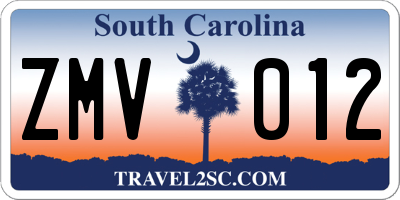 SC license plate ZMV012