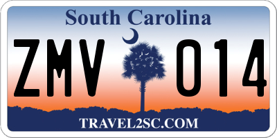 SC license plate ZMV014