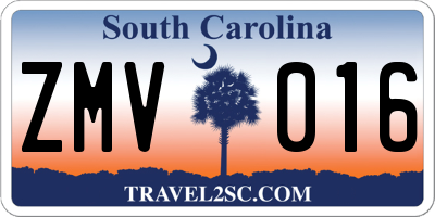 SC license plate ZMV016