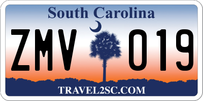 SC license plate ZMV019