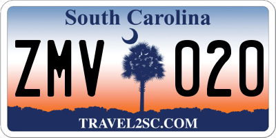 SC license plate ZMV020