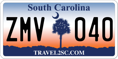 SC license plate ZMV040