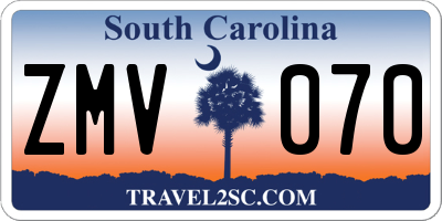 SC license plate ZMV070