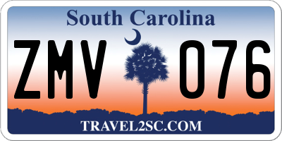 SC license plate ZMV076