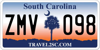 SC license plate ZMV098
