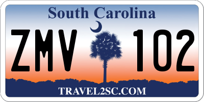 SC license plate ZMV102