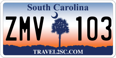 SC license plate ZMV103