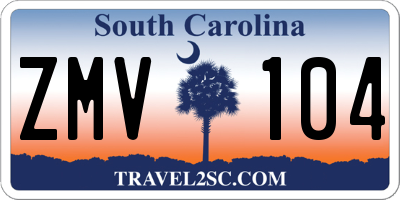 SC license plate ZMV104