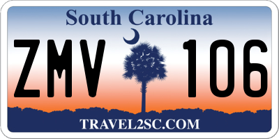 SC license plate ZMV106