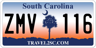 SC license plate ZMV116