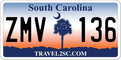 SC license plate ZMV136