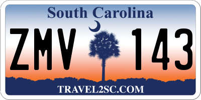 SC license plate ZMV143