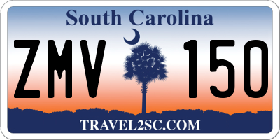 SC license plate ZMV150