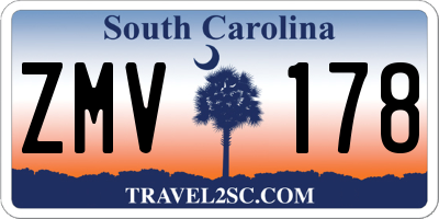 SC license plate ZMV178