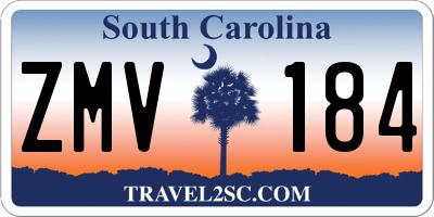 SC license plate ZMV184