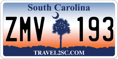 SC license plate ZMV193