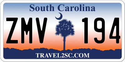 SC license plate ZMV194