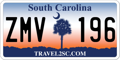 SC license plate ZMV196