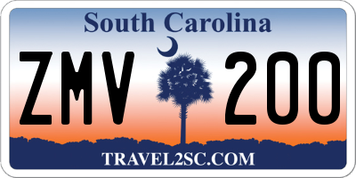 SC license plate ZMV200