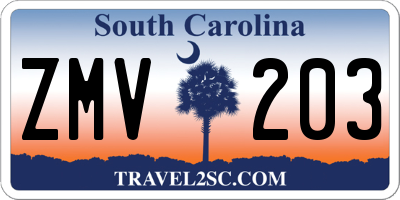 SC license plate ZMV203