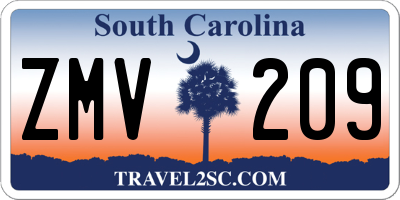 SC license plate ZMV209