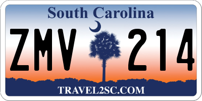 SC license plate ZMV214