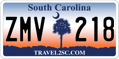 SC license plate ZMV218
