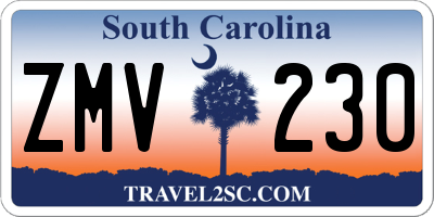 SC license plate ZMV230