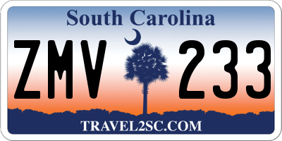 SC license plate ZMV233