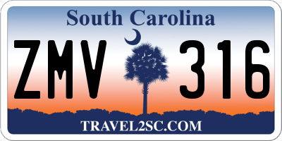 SC license plate ZMV316
