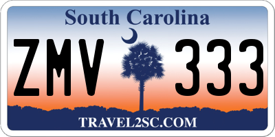 SC license plate ZMV333