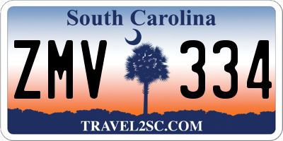 SC license plate ZMV334