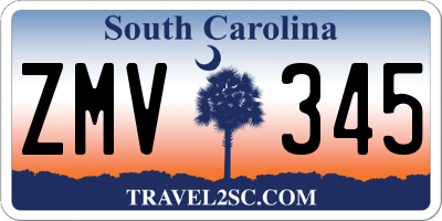 SC license plate ZMV345