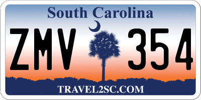 SC license plate ZMV354