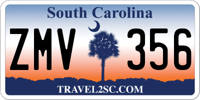 SC license plate ZMV356