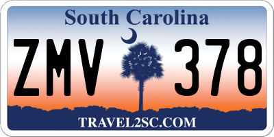 SC license plate ZMV378