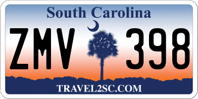 SC license plate ZMV398