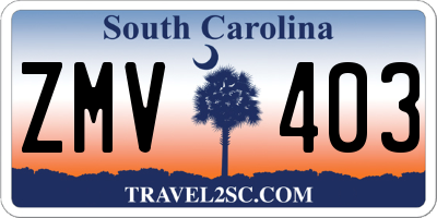 SC license plate ZMV403